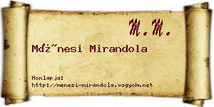 Ménesi Mirandola névjegykártya
